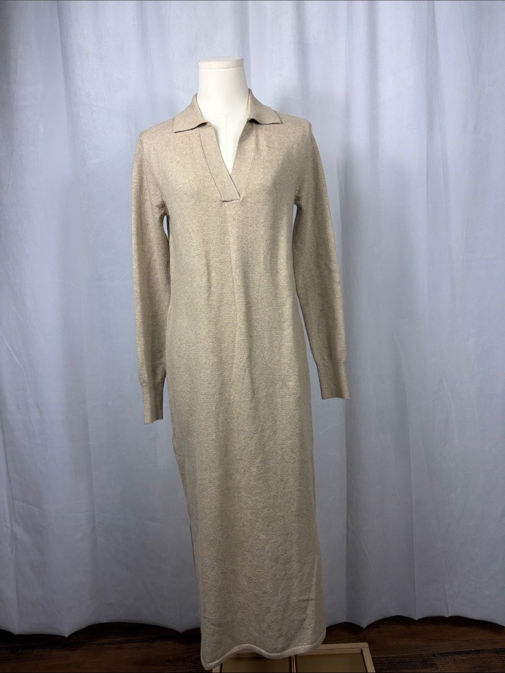Faherty Jackson Sweater Dress in Oatmeal Heather. - Picture 6 of 12